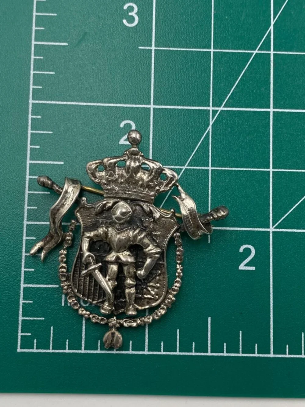 Vintage Sterling Silver Knight Crest Brooch